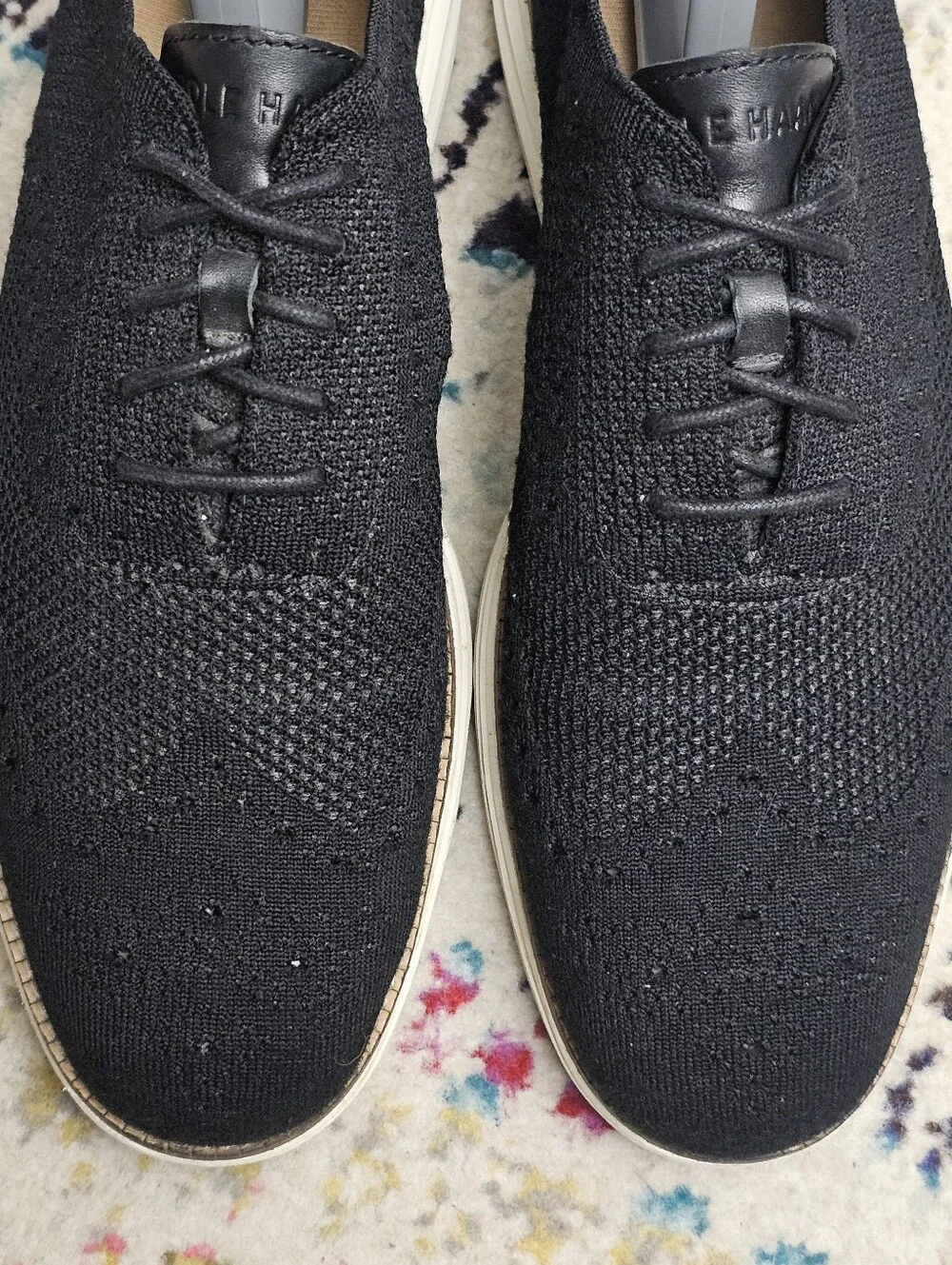 Cole Haan Mens 9.5 M Original Grand Knit Wingtip II Black Ivory Shoes C27959